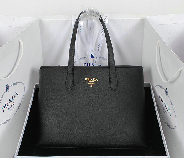 2014 Prada saffiano calfskin leather shoulder bag BN2432 black - Click Image to Close